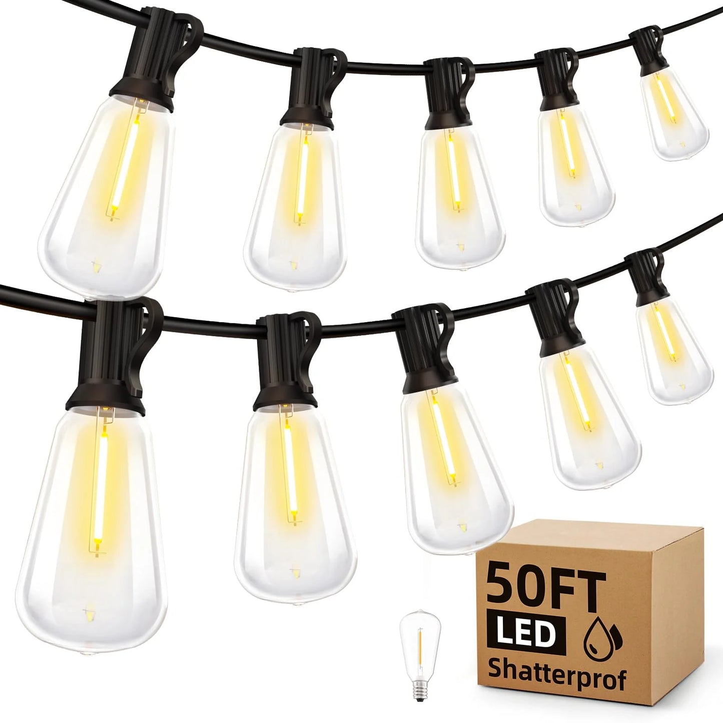 MIMIRGB LED Outdoor String Lights Dimmable Waterproof Bulbs