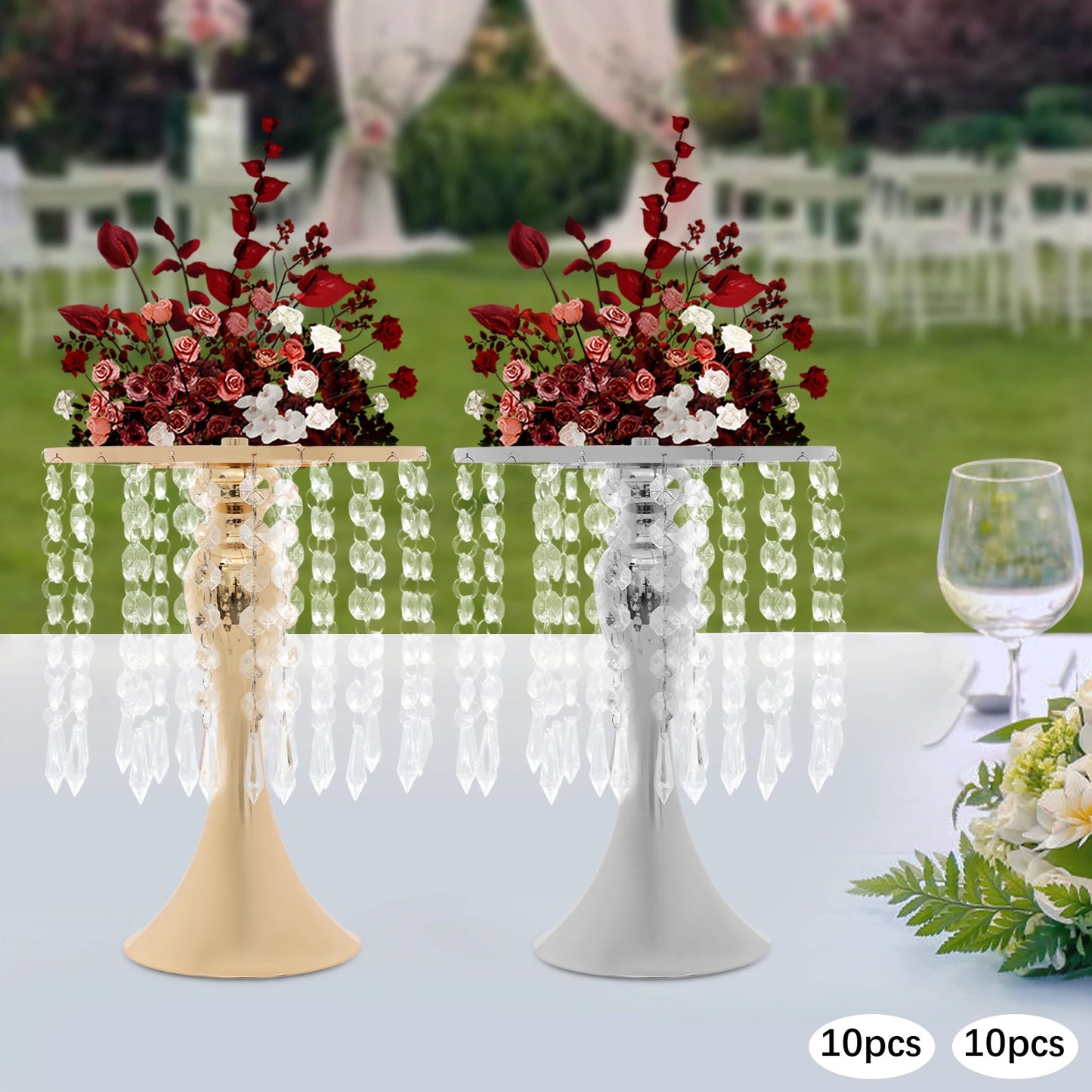 Crystal Flower Stand Wedding Centerpieces 10-Piece Table Decor