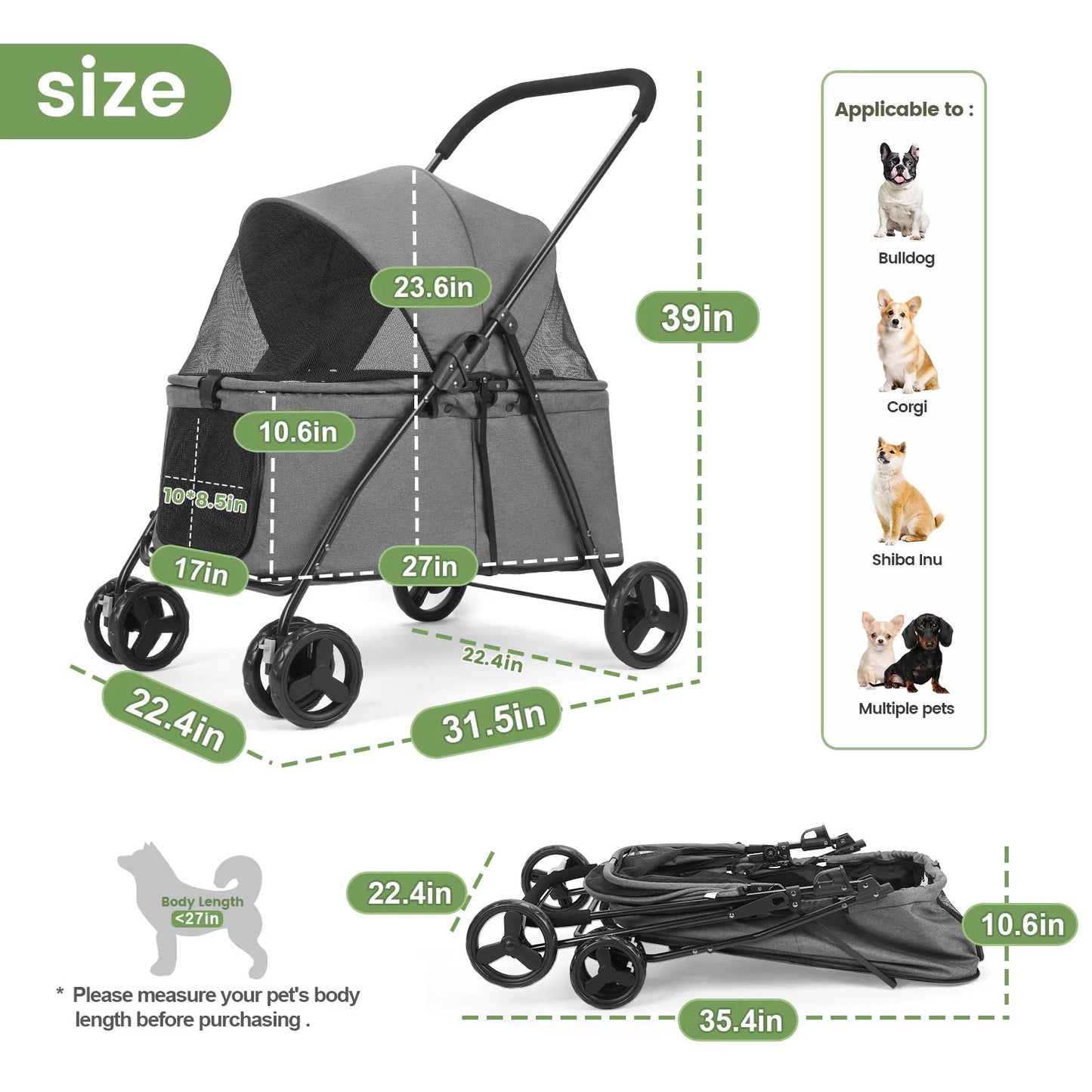 Wedyvko Luxury Premium Pet Stroller For Dogs And Puppies