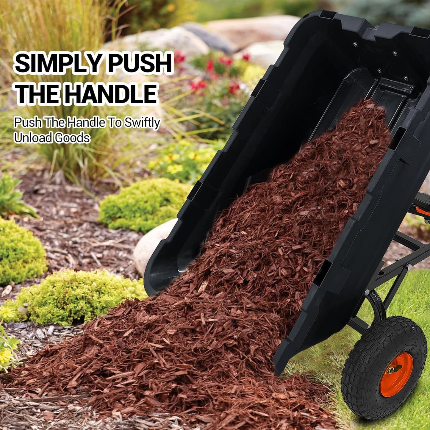 TWISTER.CK 900 Lb Poly Garden Dump Cart Heavy Duty Wagon