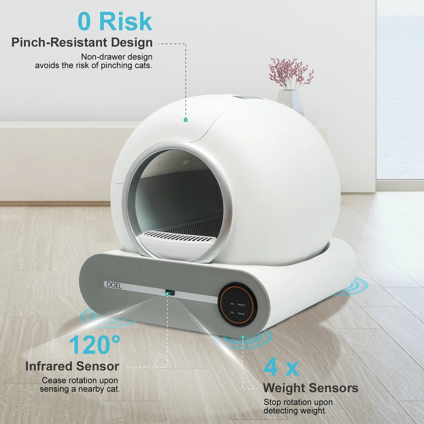 DOEL Smart Self Cleaning Cat Litter Box with App Control