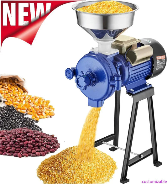 NEW  Electric Grain Mill Grinder, 3000W Spice Grinders, Commercial Corn Mill with Funnel, Thickness Adjustable Powder Machine