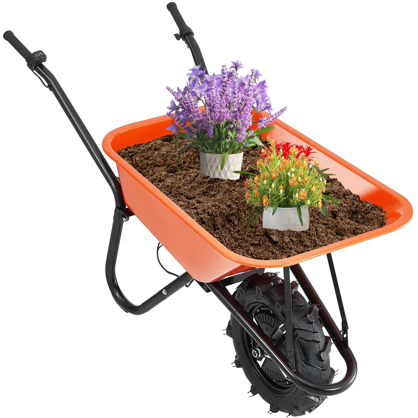 Electric Wheelbarrow Dump Cart Heavy Duty All Terrain Utility Yard Wagon