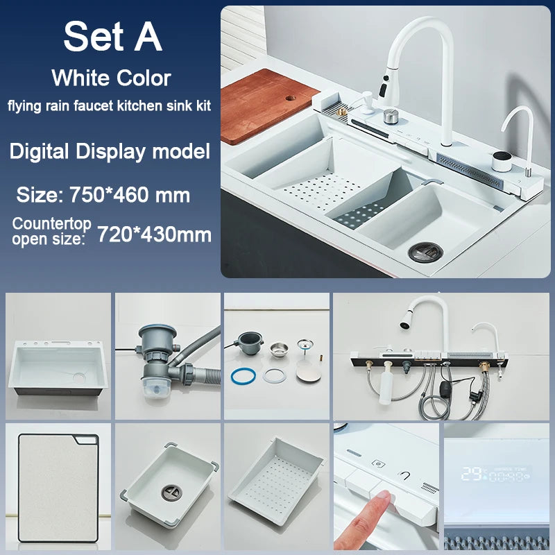 Rozin 304 Stainless Steel Kitchen Sink With Digital Display Faucet