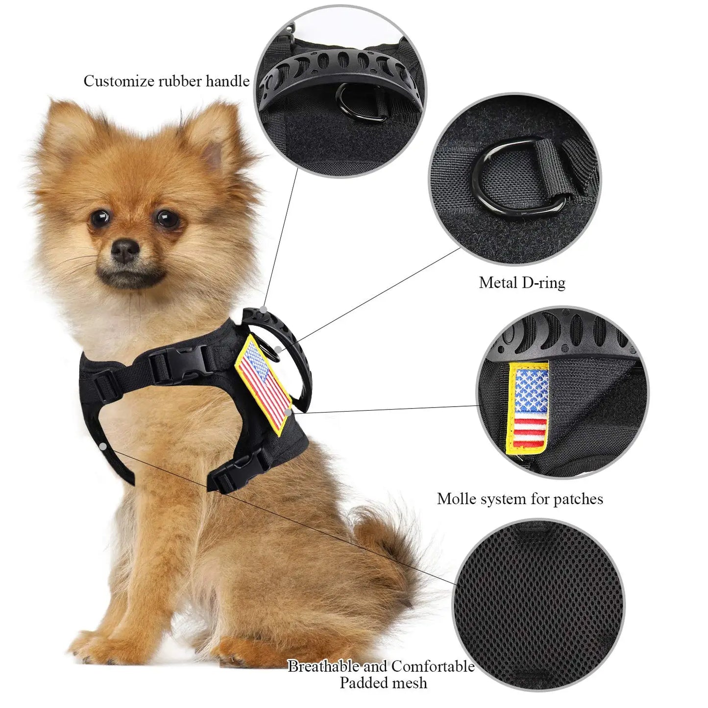 PETRAVELC Tactical Puppy Harness Leash Set For Small Dogs