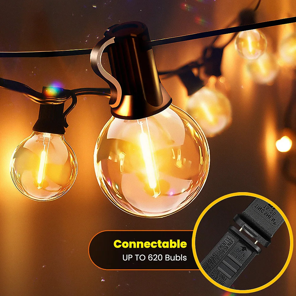 Aiopp LED G40 Globe String Lights With US Plug IP65