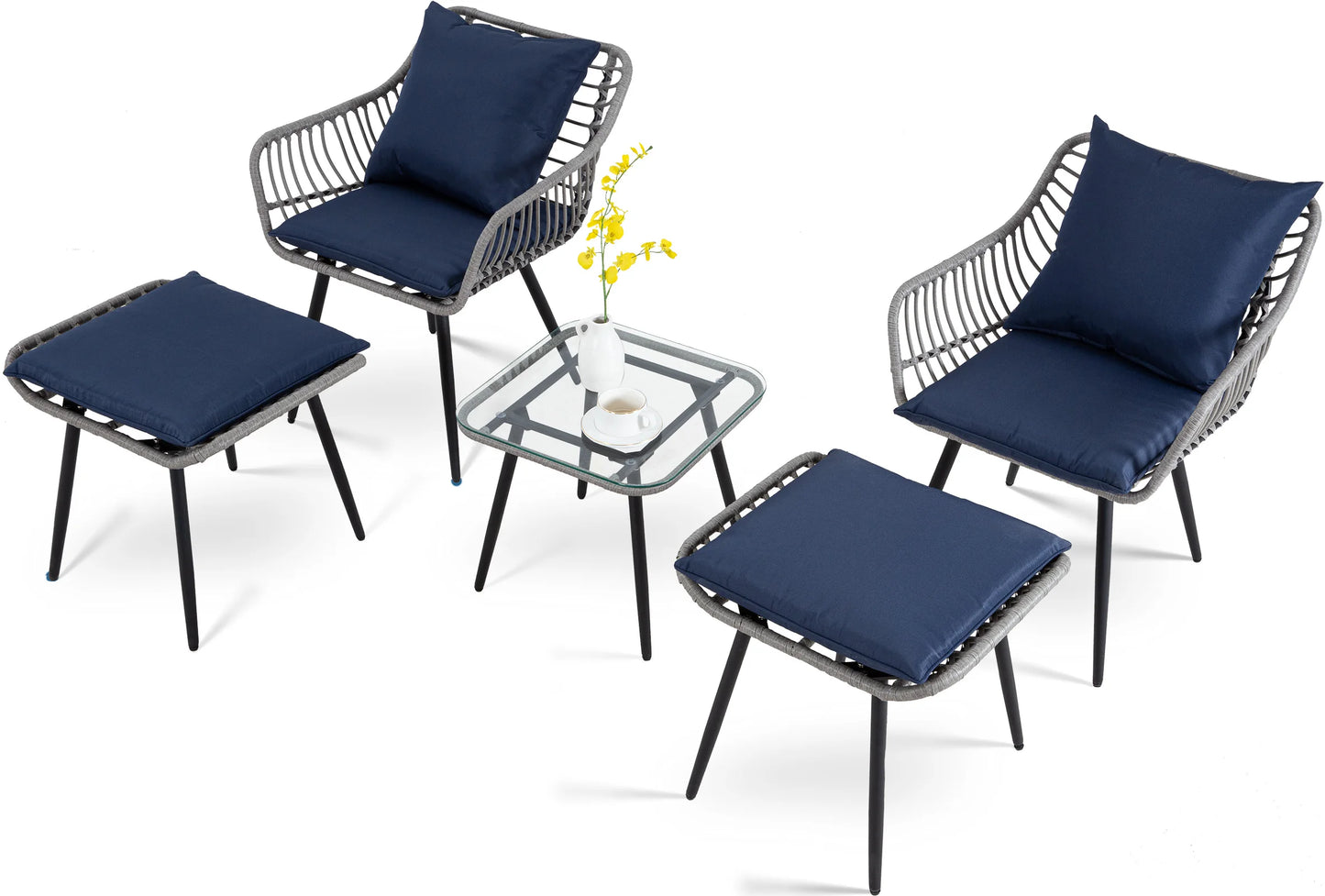 SEOGWISAM 5 Piece Patio Bistro Set Outdoor Wicker Conversation Furniture