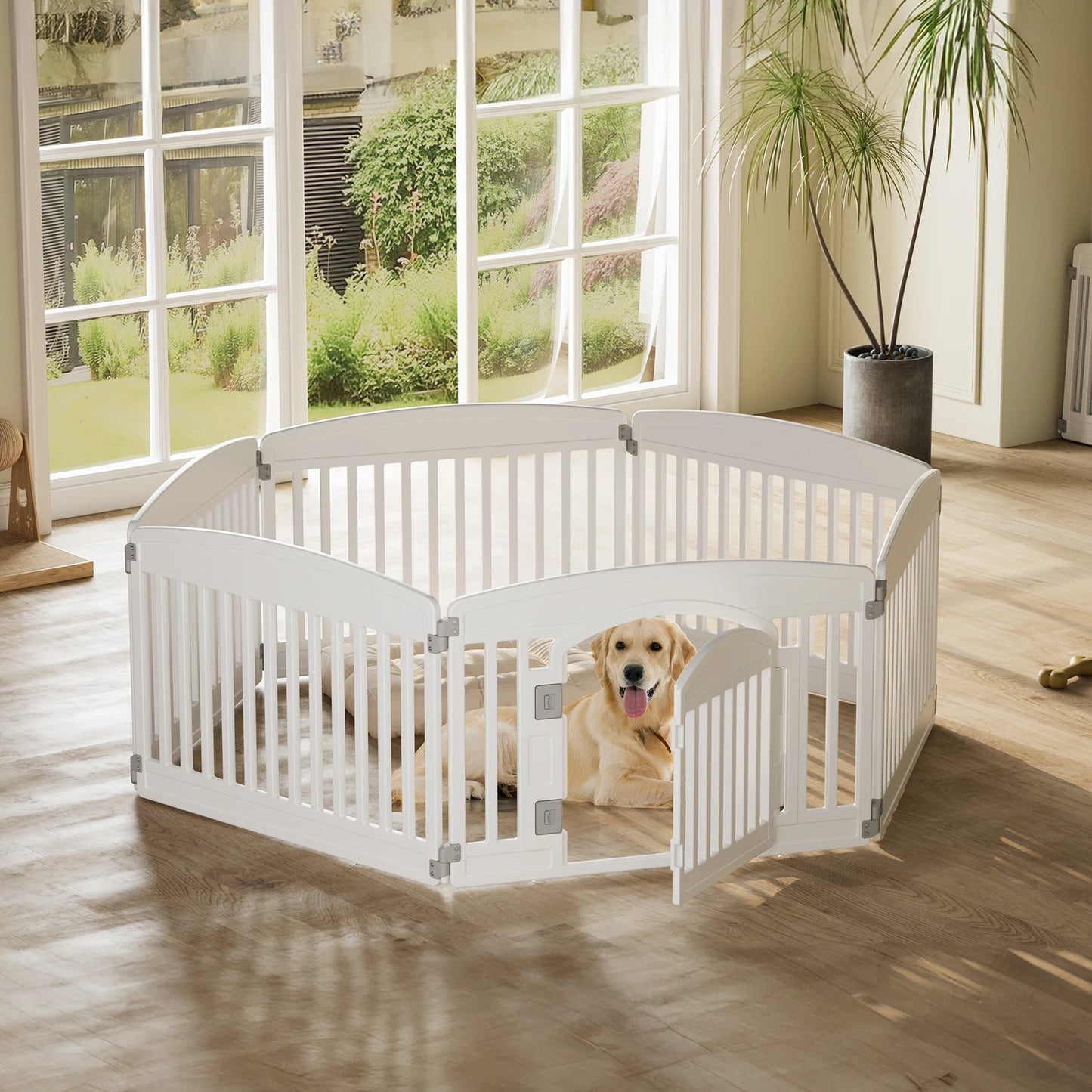 JHK Plastic Dog Playpen Indoor Outdoor Portable Puppy Fence