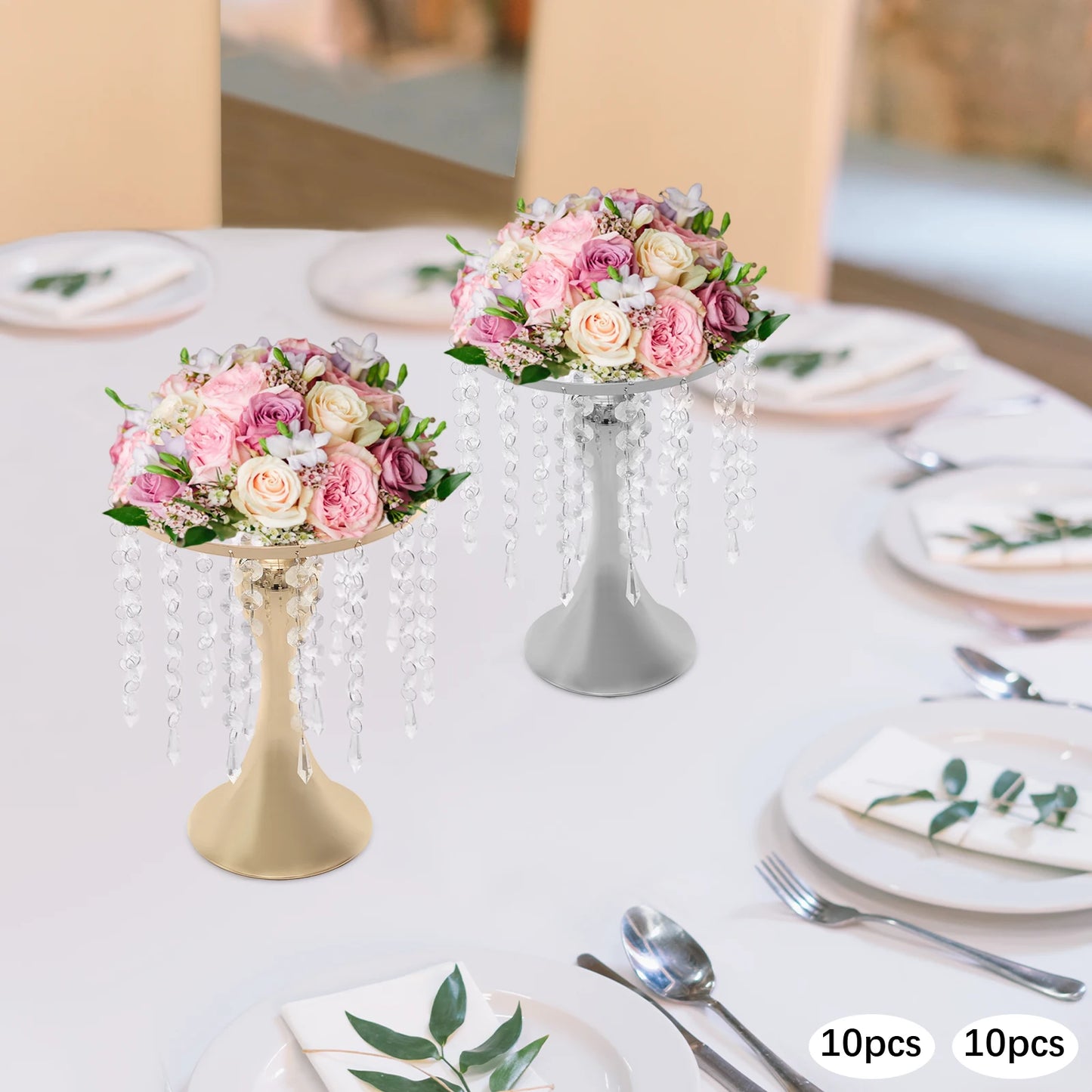 Crystal Flower Stand Wedding Centerpieces 10-Piece Table Decor