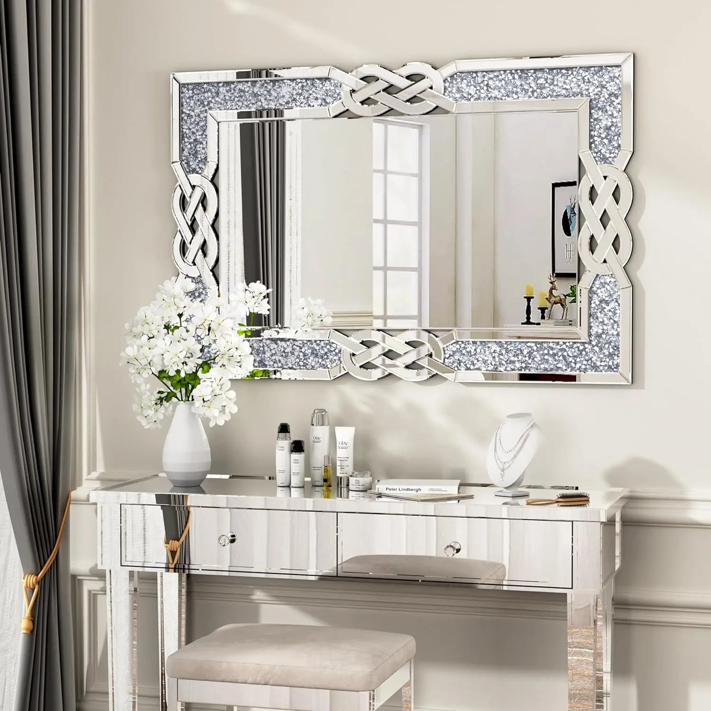 Crystal Diamond Mirror Wall Decor For Bedroom Hallway Living Room