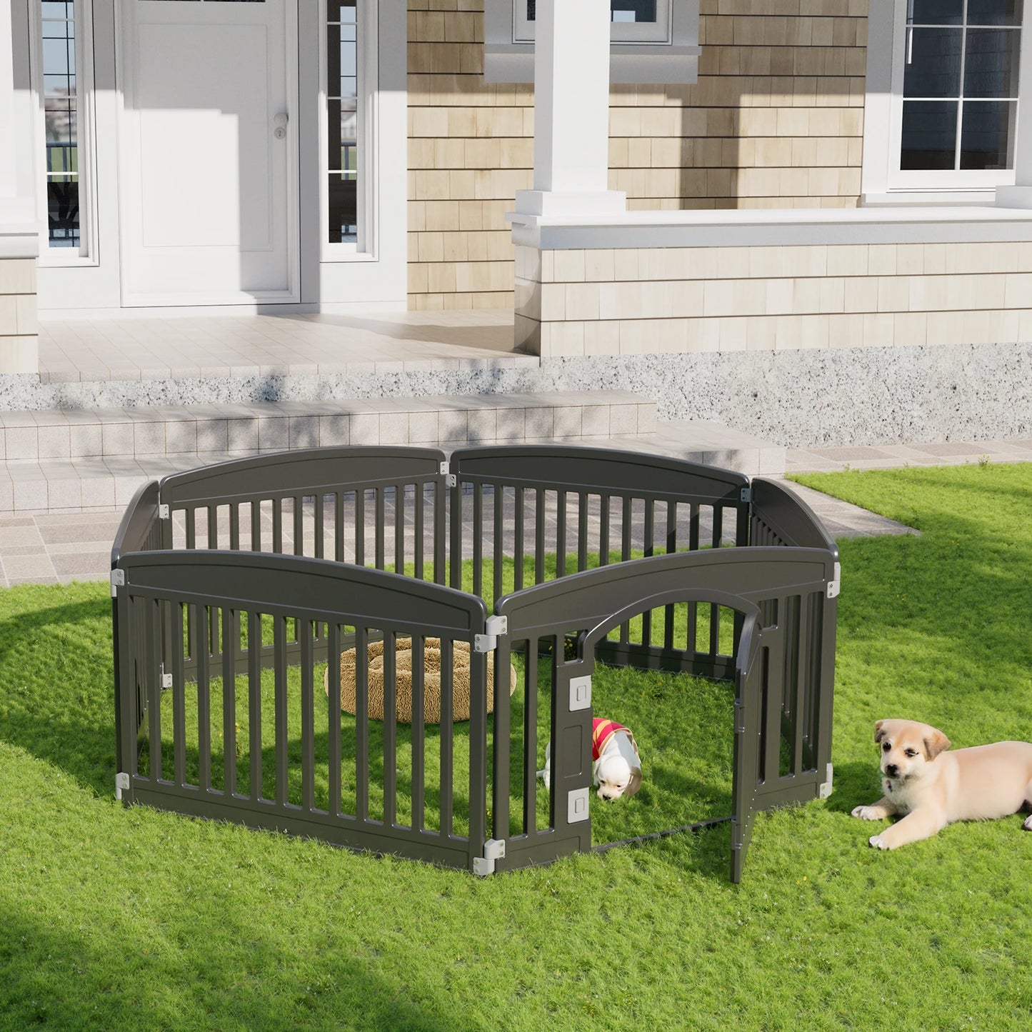 JHK Plastic Dog Playpen 6-Panel Indoor Outdoor Portable