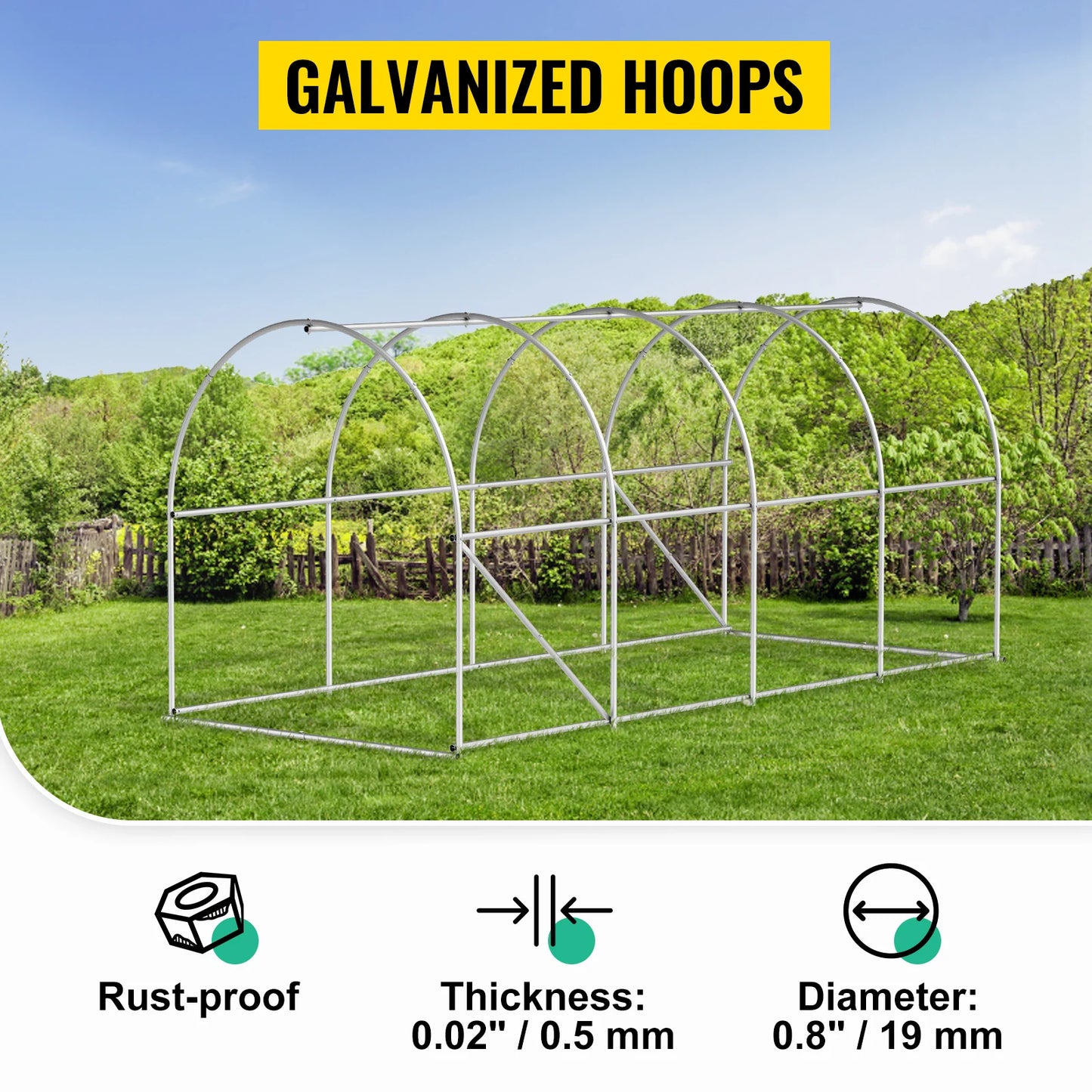 SucceBuy Walk In Tunnel Greenhouse With Galvanised Frame Waterproof Cover