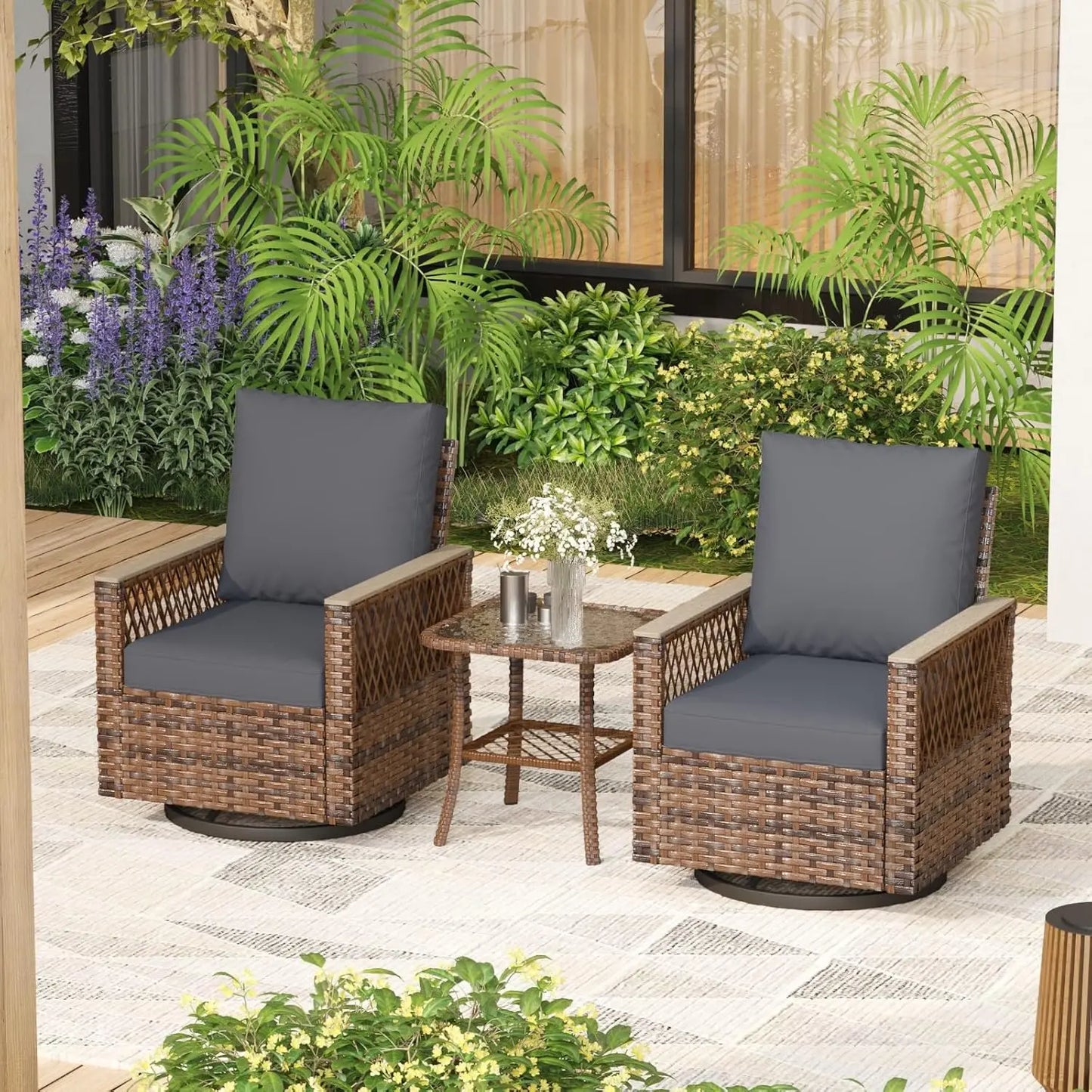 Outdoor Patio Bistro Set With Table All Weather Wicker