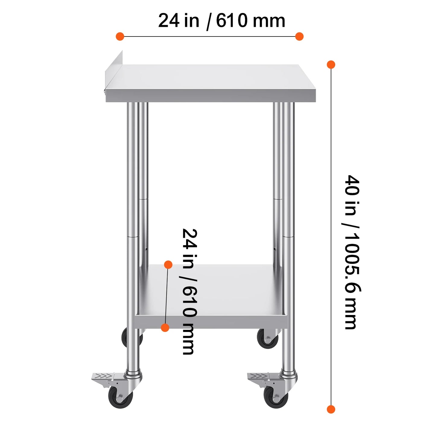 SucceBuy Stainless Steel Commercial Food Prep Table With Casters