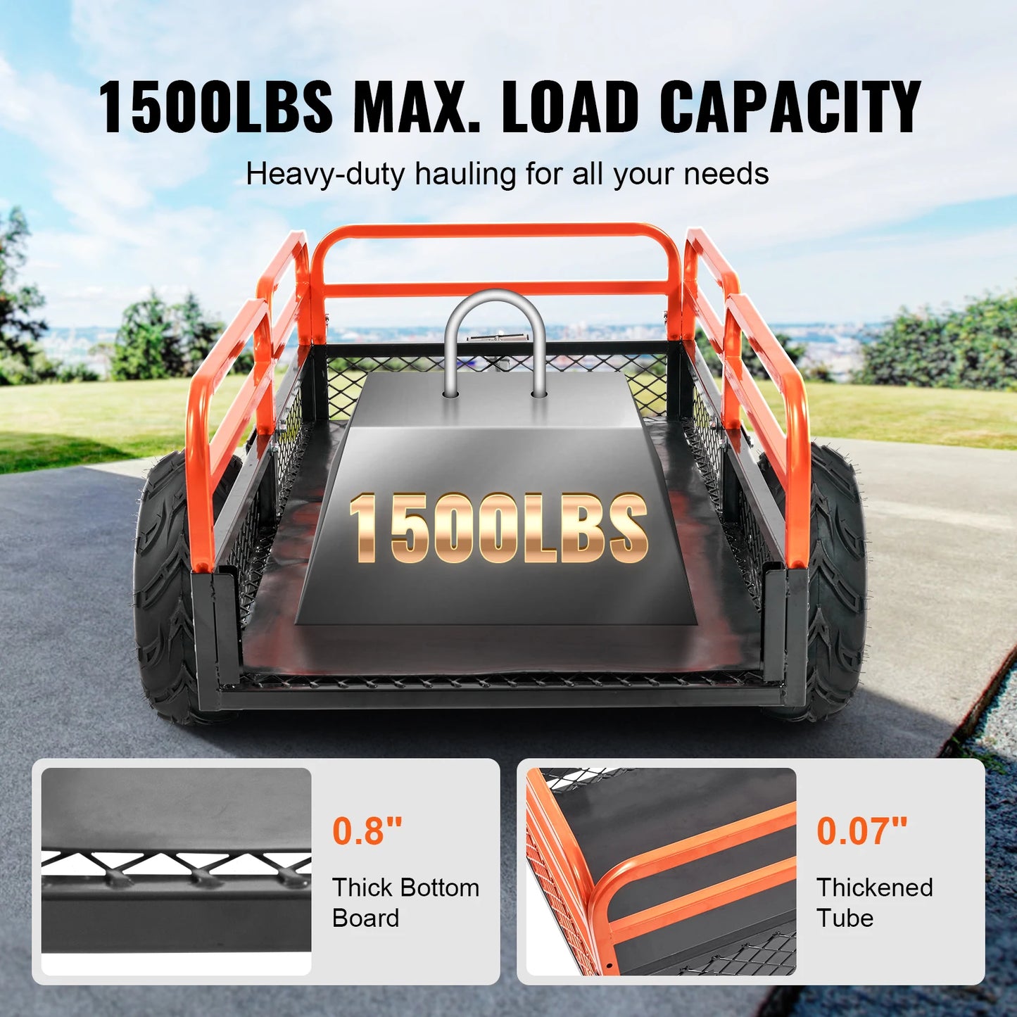 SucceBuy Heavy Duty ATV Dump Trailer Tow Behind Removable Sides
