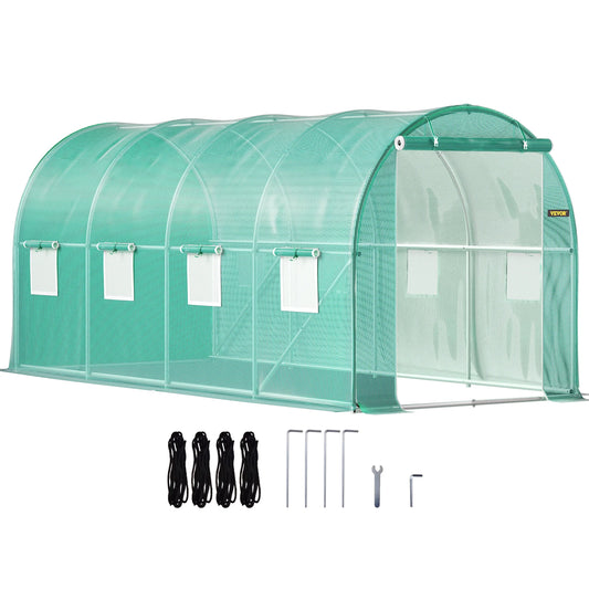 SucceBuy Walk In Tunnel Greenhouse With Galvanised Frame Waterproof Cover