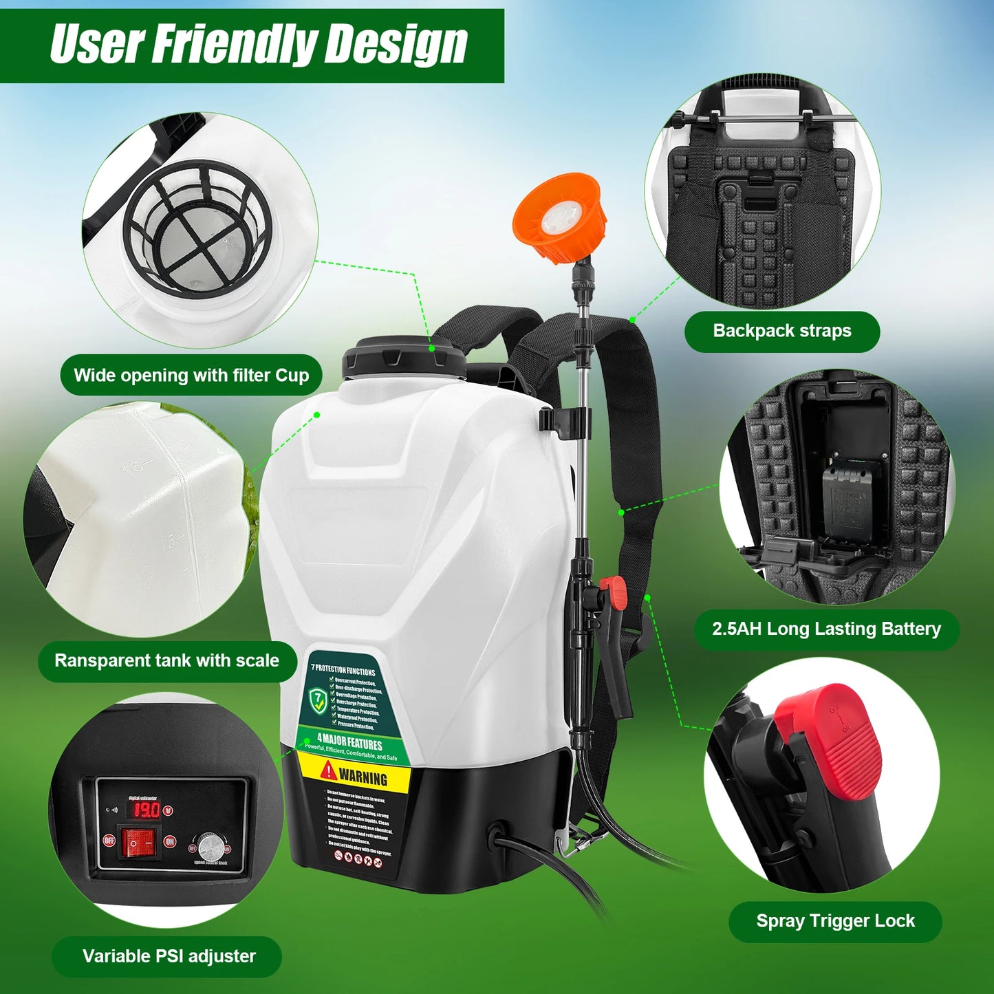 Battery-Powered Knapsack Sprayer With Battery Included