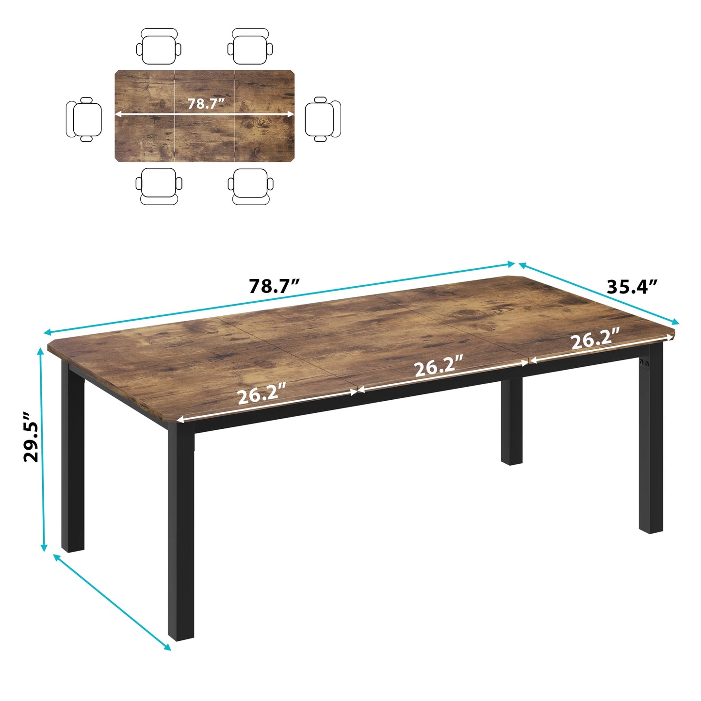 Studyset Modern Rectangular Dining Table With Cut Corners