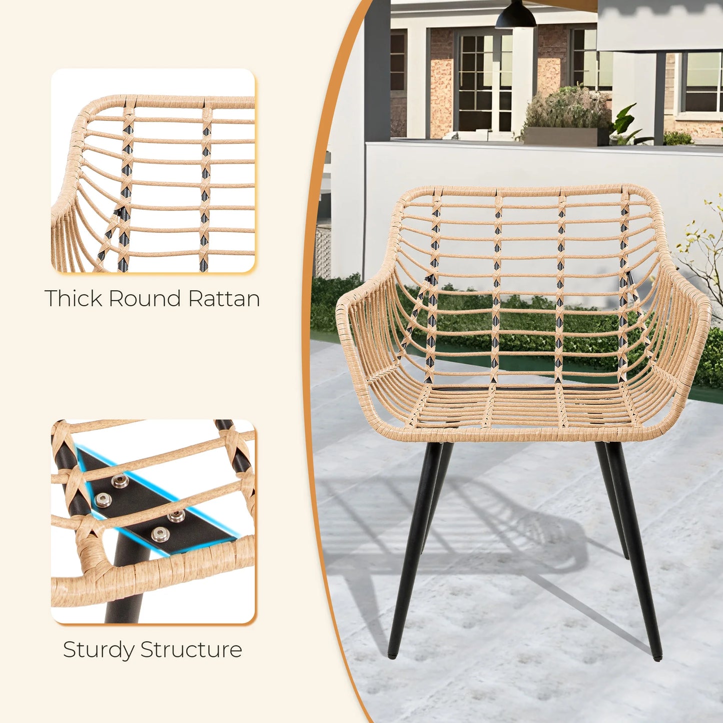 SEOGWISAM 5 Piece Patio Bistro Set Outdoor Wicker Conversation Furniture
