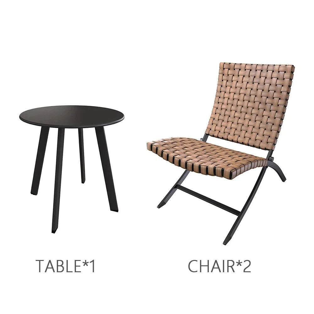 Grand Patio Leather Texture Wicker Patio Chairs Set with Side Table