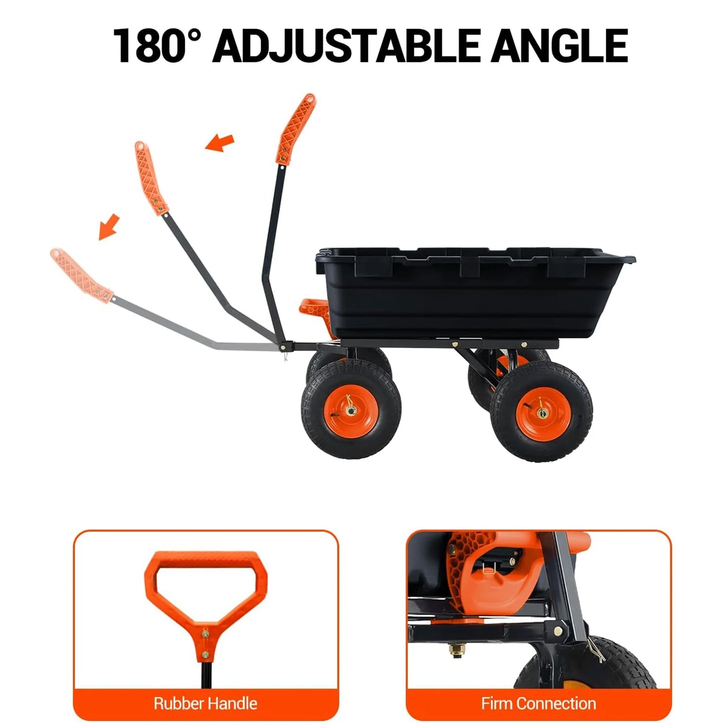 TWISTER.CK 900 Lb Poly Garden Dump Cart Heavy Duty Wagon