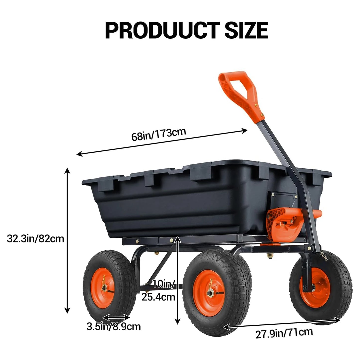 TWISTER.CK 900 Lb Poly Garden Dump Cart Heavy Duty Wagon