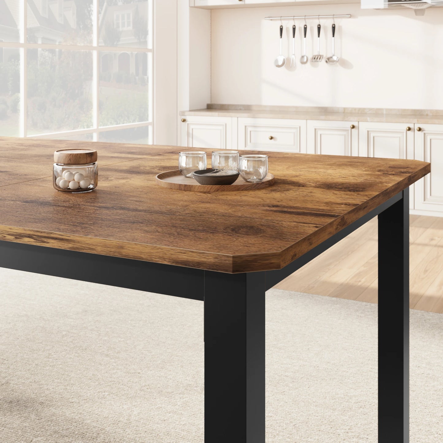 Studyset Modern Rectangular Dining Table With Cut Corners