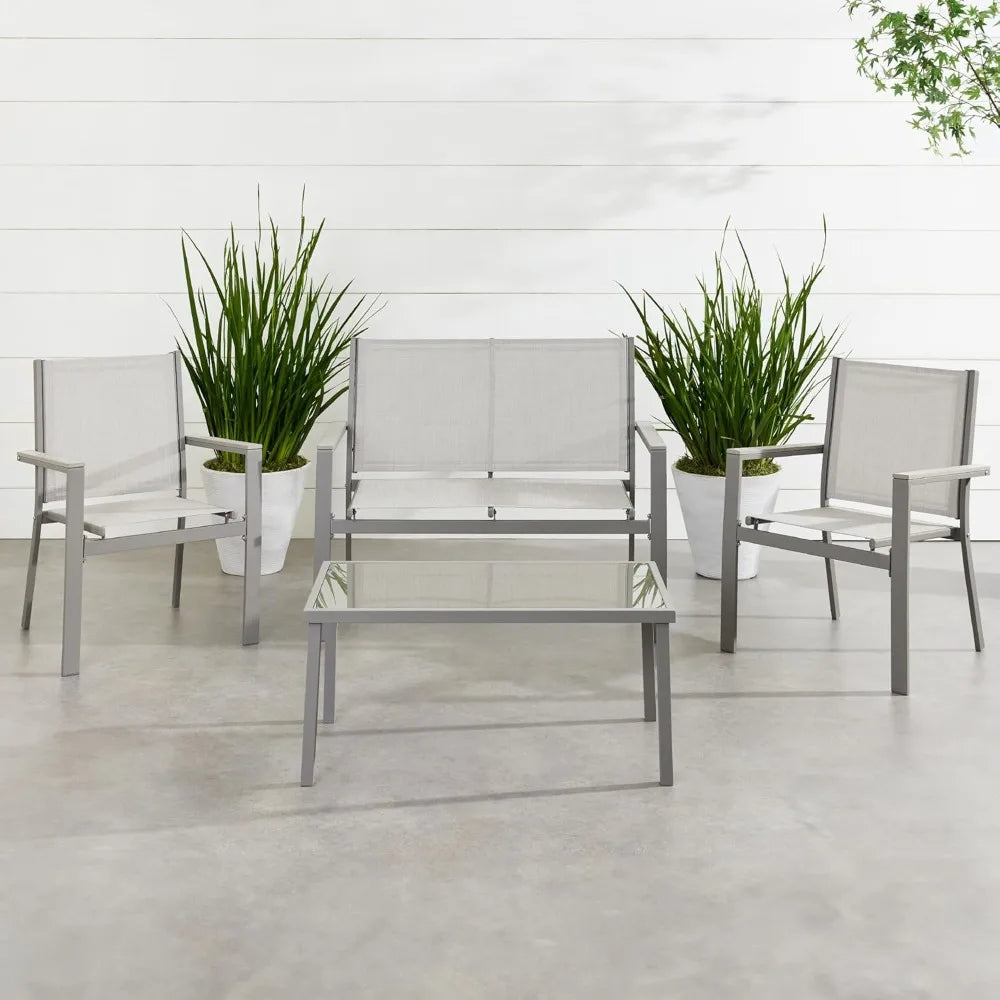 XMSJ 4-Piece Outdoor Textilene Patio Conversation Set