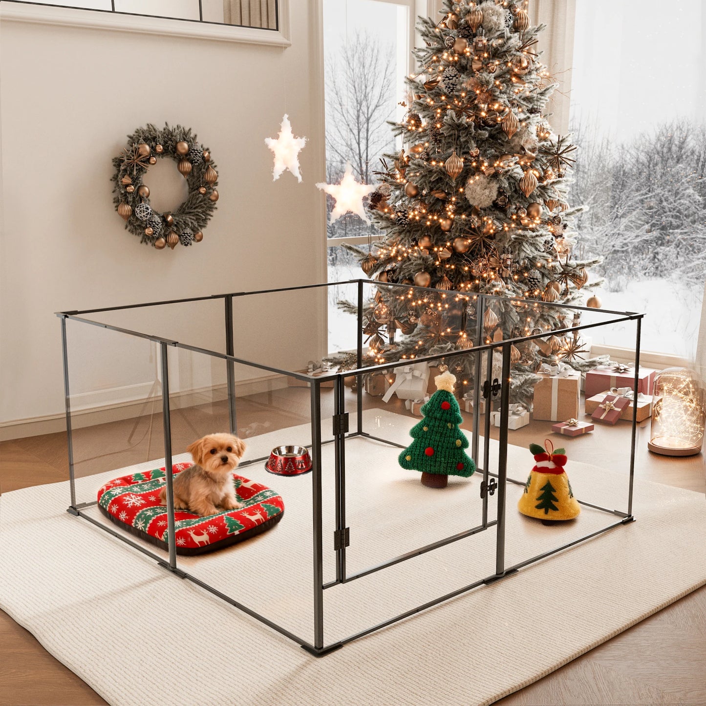 Bingopaw Clear Pet Playpen Aluminum And Acrylic Dog Pen