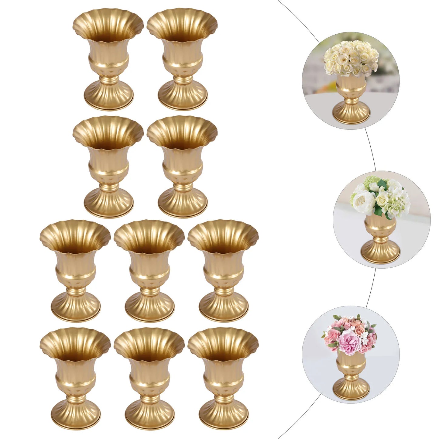 Metal Flower Vases 10 Pack Retro Gold Wedding Table Decor