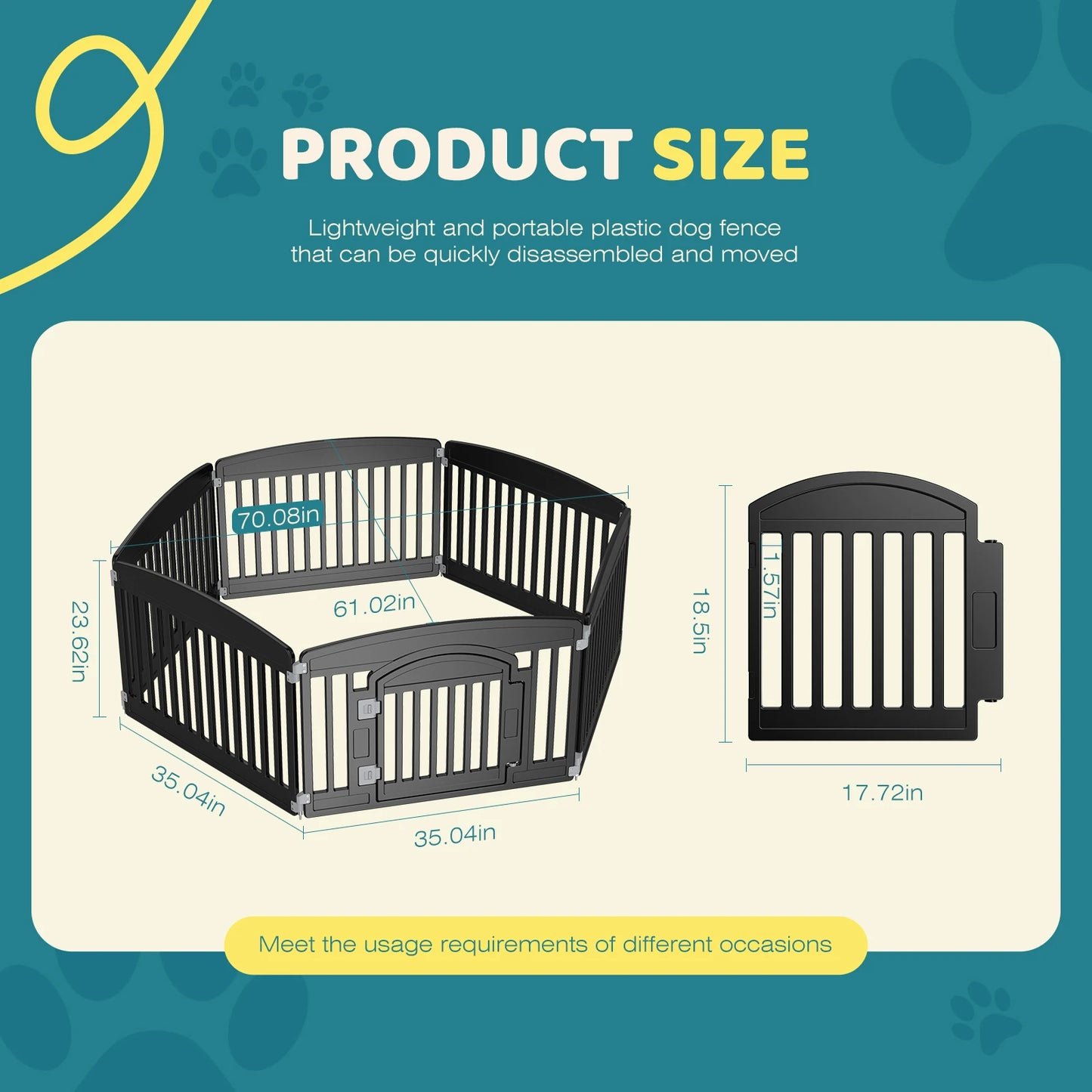 JHK Plastic Dog Playpen 6-Panel Indoor Outdoor Portable