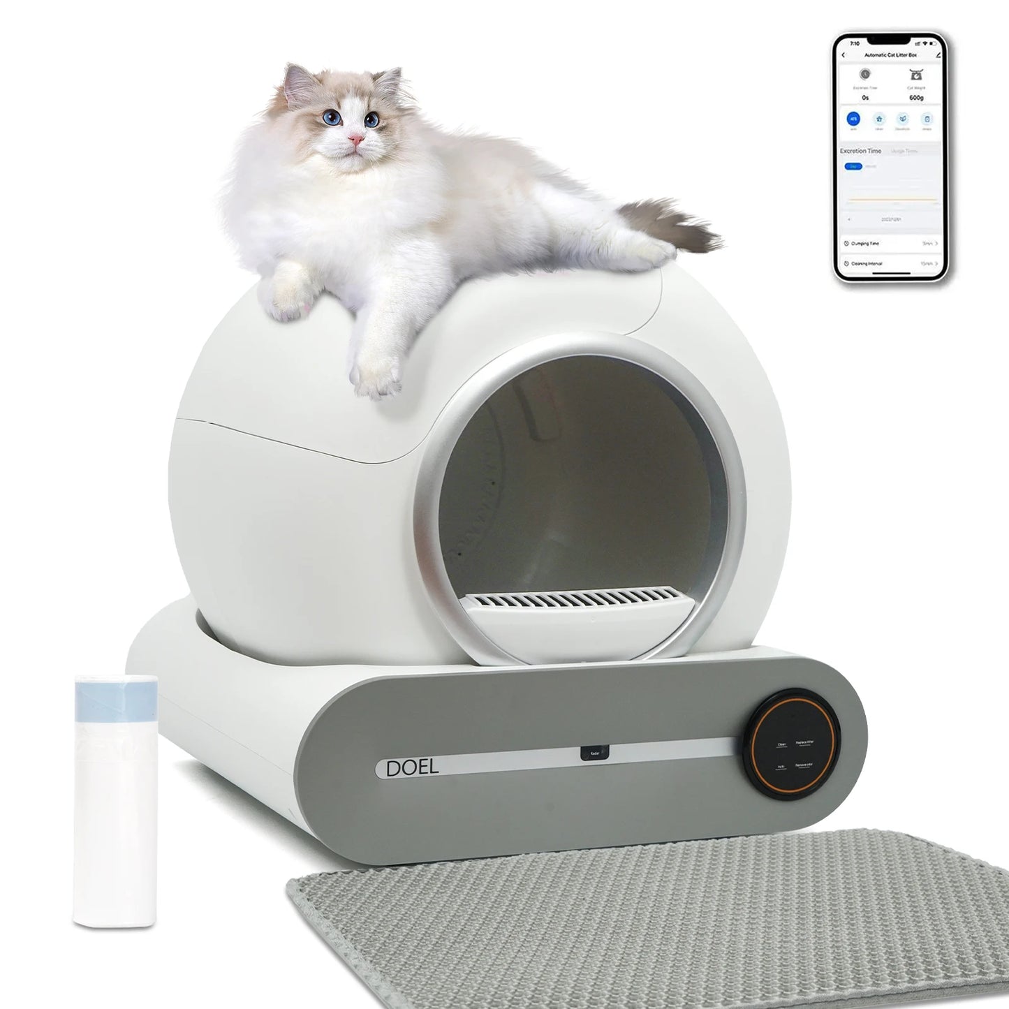 DOEL Smart Self Cleaning Cat Litter Box with App Control