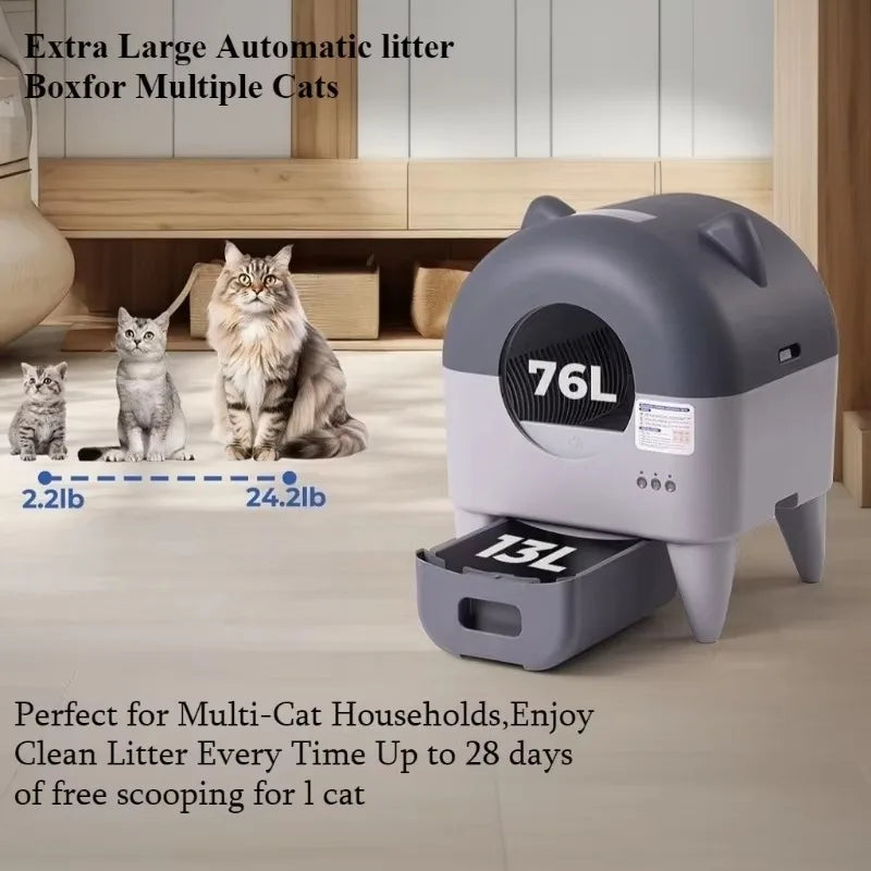Lunapurr Automatic Self Cleaning Cat Litter Box For Multi Cat