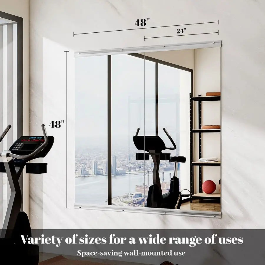 Home Gym Mirror 2 PCS 2448 inches, Large Wall Mounted Frameless Full Length Body Mirror for Dancing Studio, Exercise, Fineness,