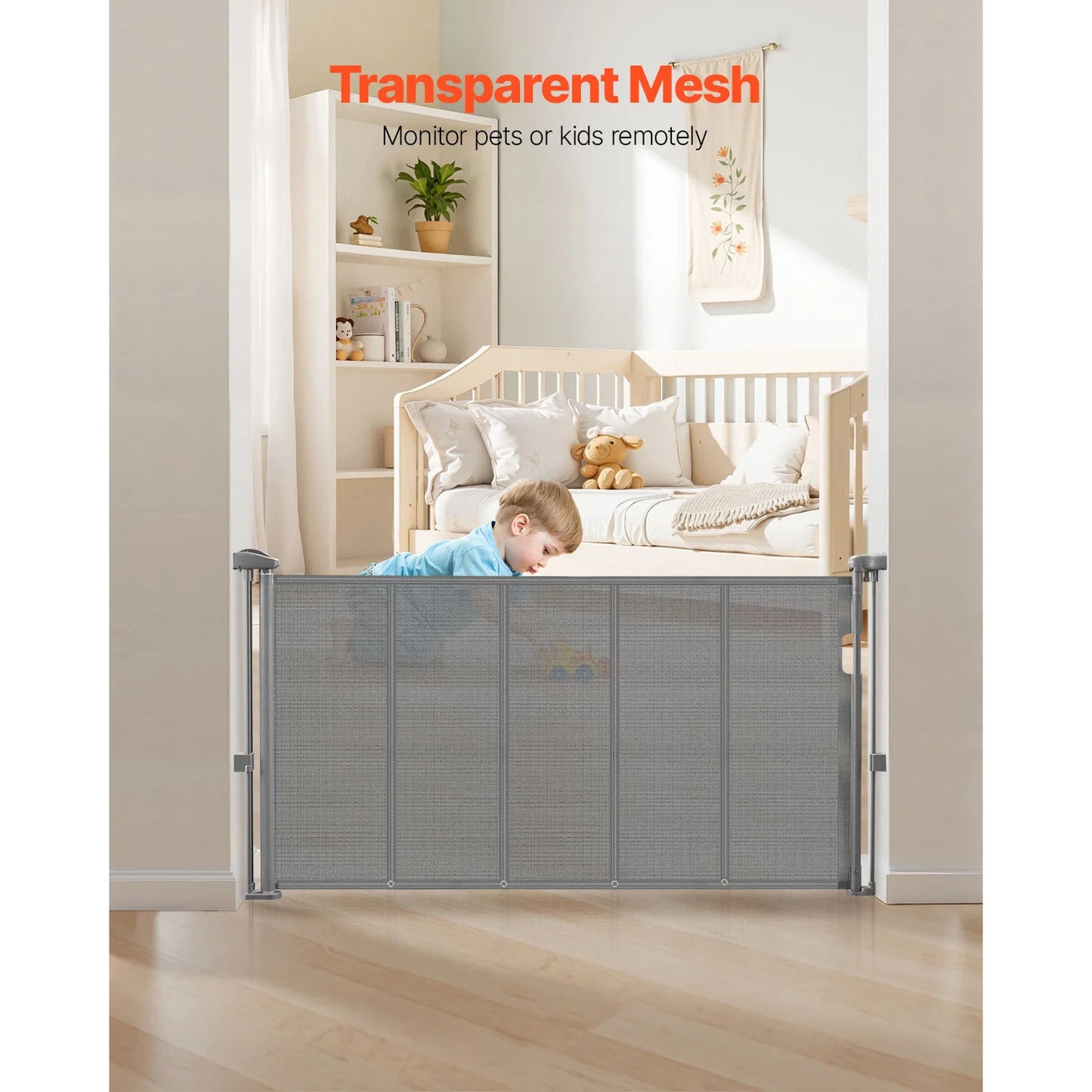 SucceBuy Retractable Baby Gate Mesh Safety Gate For Kids And Pets