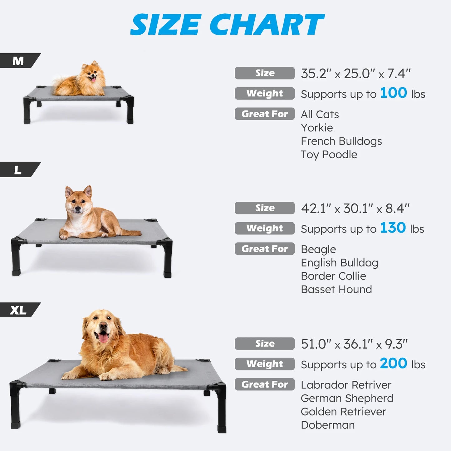 Elevated Dog Bed With Cooling Breathable Mesh And Metal Frame