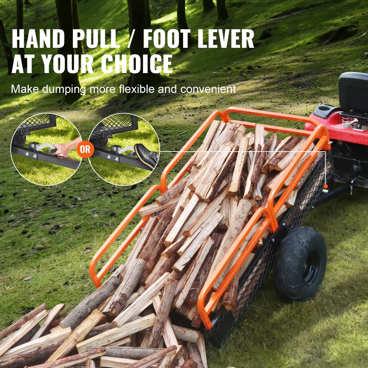 SucceBuy Heavy Duty ATV Dump Trailer Tow Behind Removable Sides