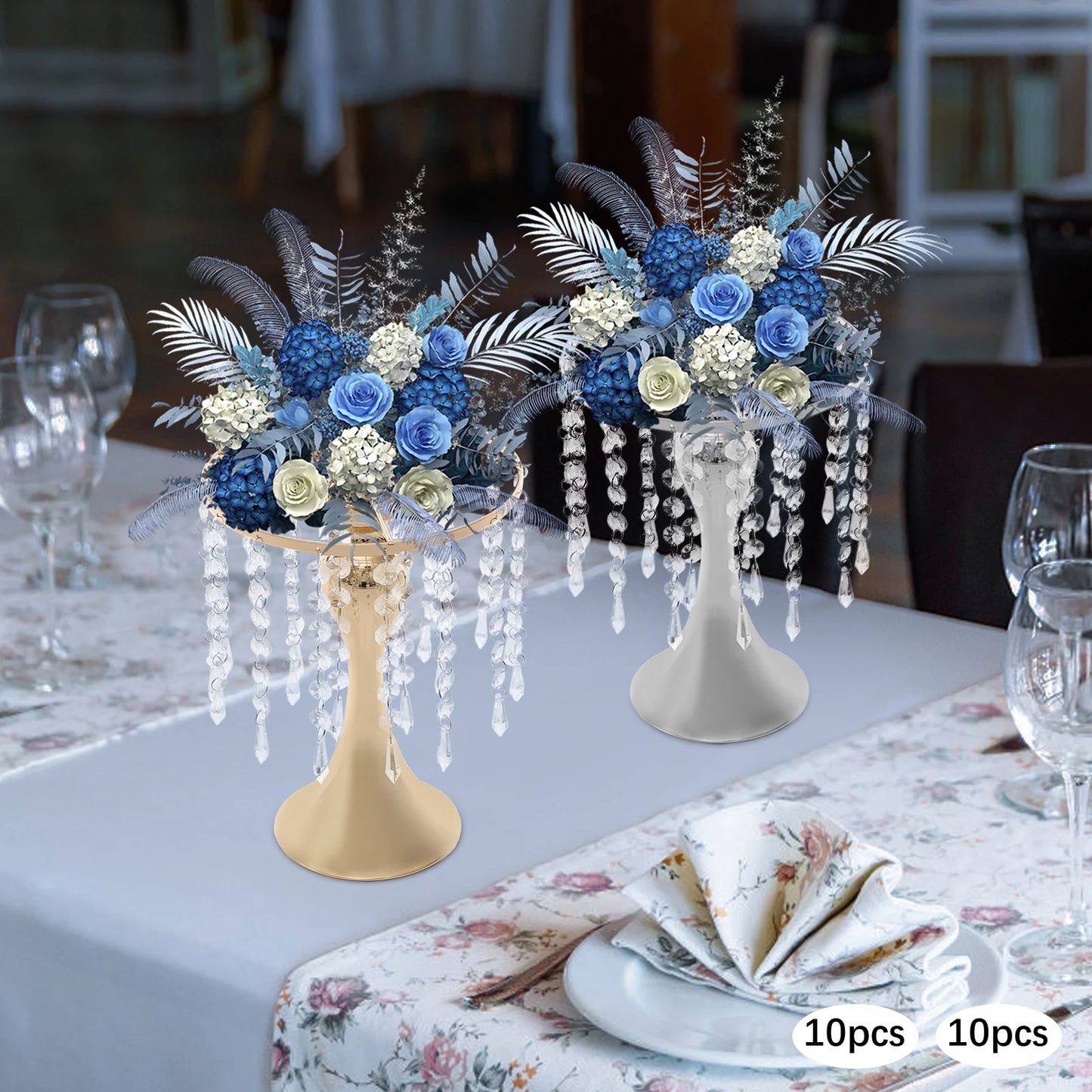 Crystal Flower Stand Wedding Centerpieces 10-Piece Table Decor