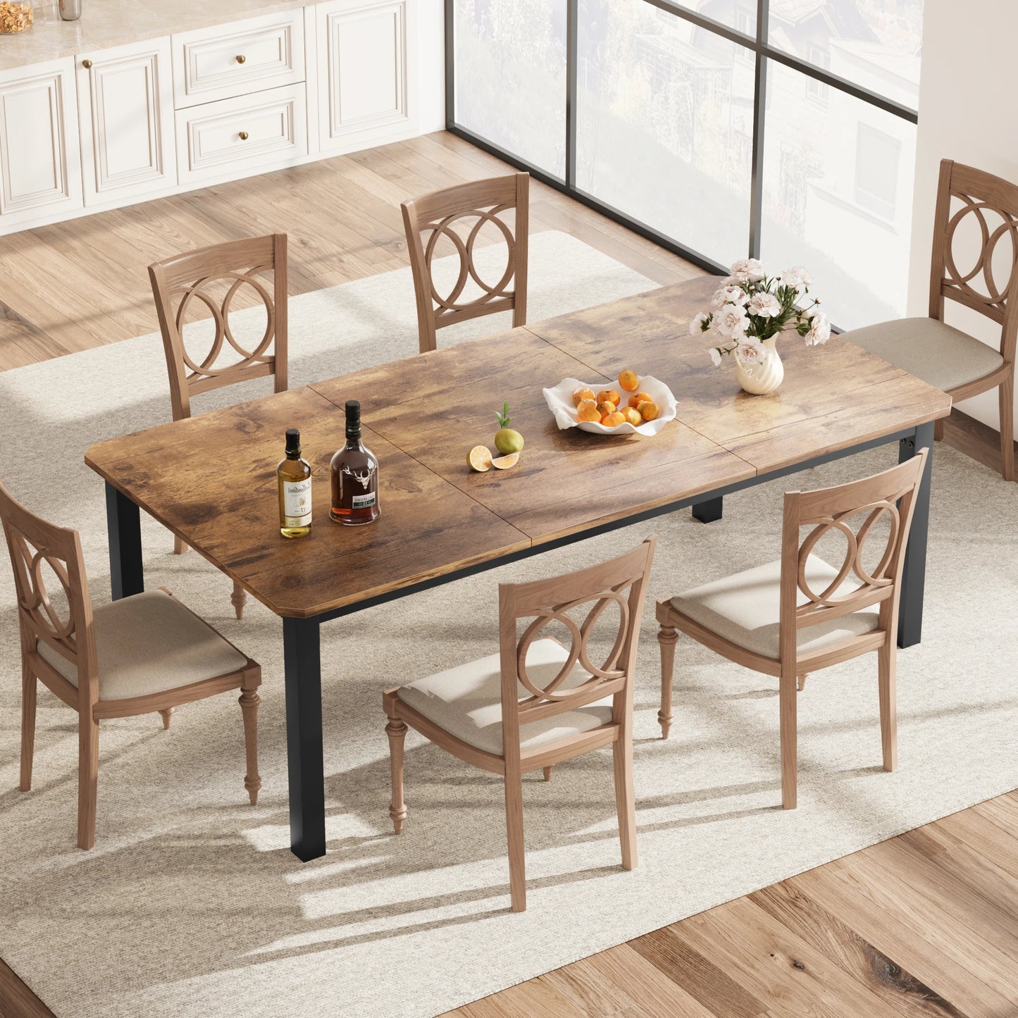 Studyset Modern Rectangular Dining Table With Cut Corners