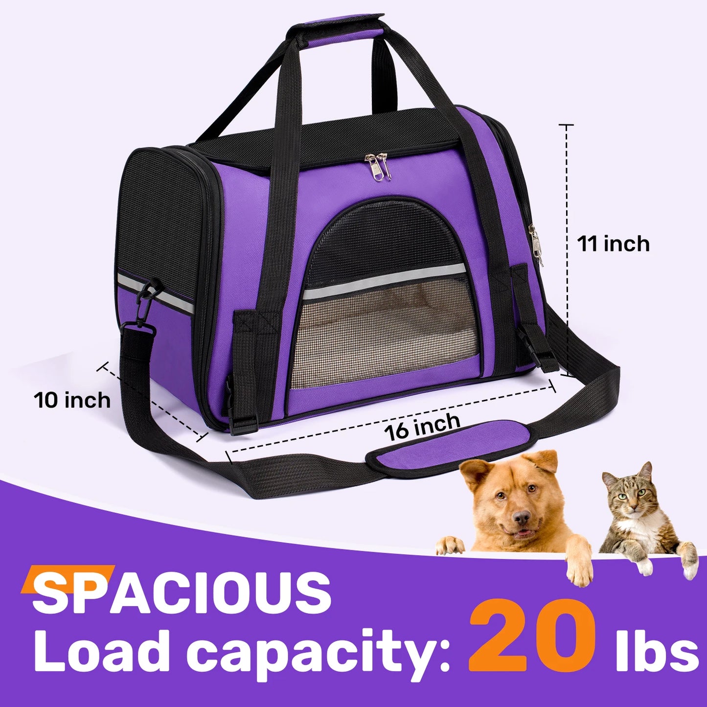 Soft Sided Pet Carrier For Small Medium Pets Airline Approved