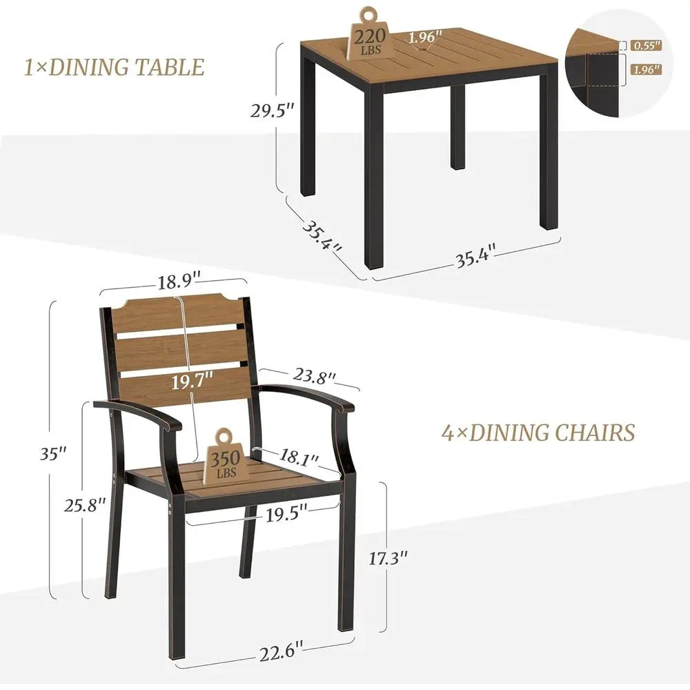 Square Outdoor Dining Set With Umbrella Hole