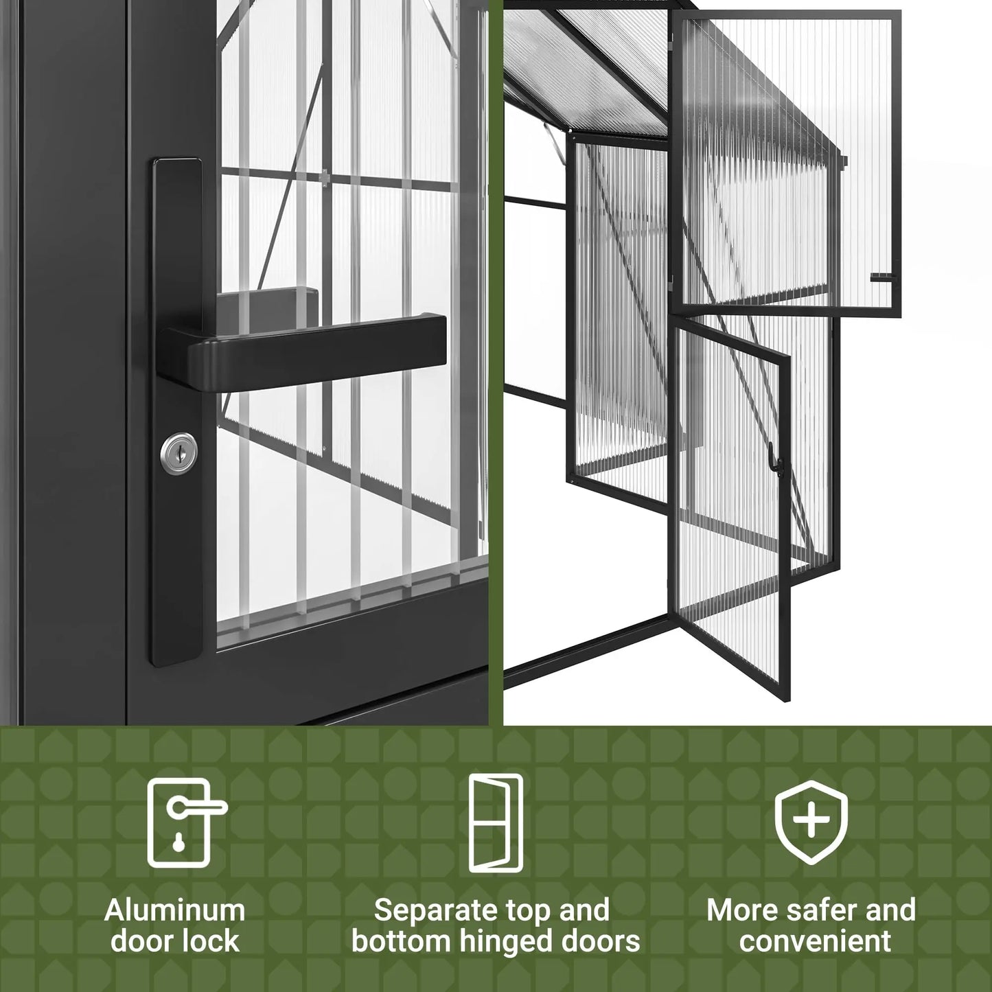 VIWAT T-Shape Polycarbonate Greenhouse With Vent Windows