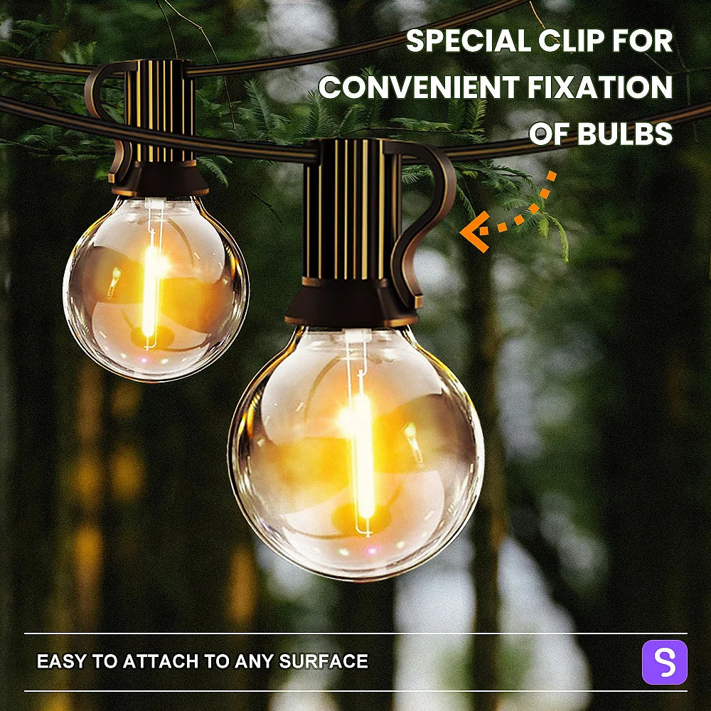 Aiopp LED G40 Globe String Lights With US Plug IP65