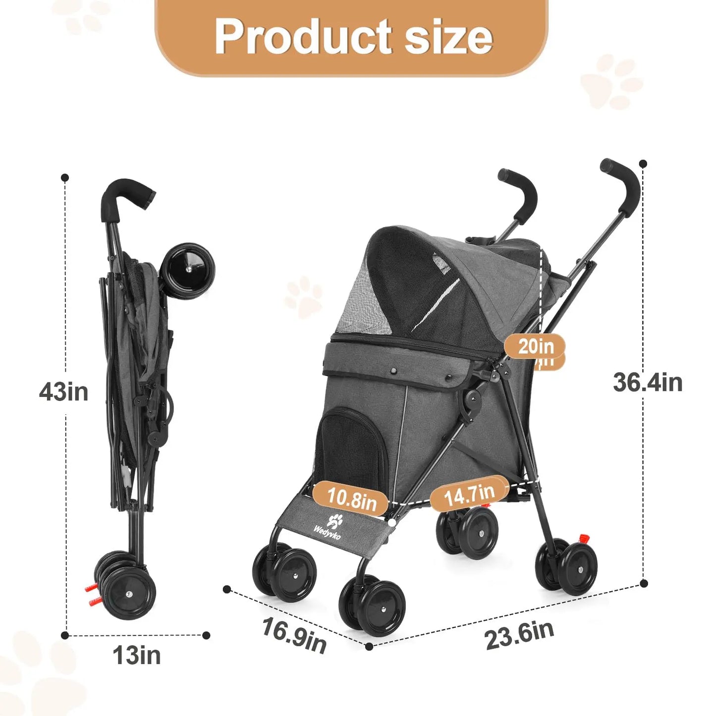 Travel Portable Dog Stroller For Pets Foldable And Easy Transport