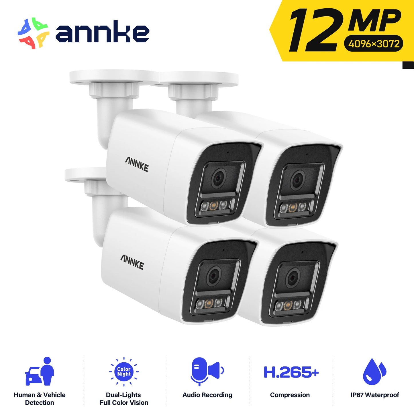 ANNKE 12MP Outdoor Smart Dual Light PoE Security Cameras