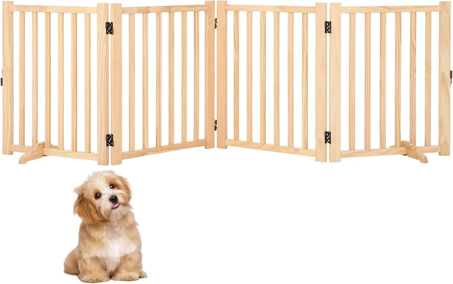 HiMISS Freestanding Foldable Wooden Dog Gate For Doorways And Stairs