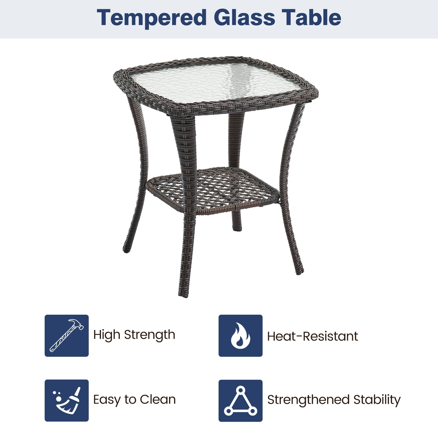 HobbyLane 3-Piece Outdoor Wicker Swivel Chair Set With Side Table