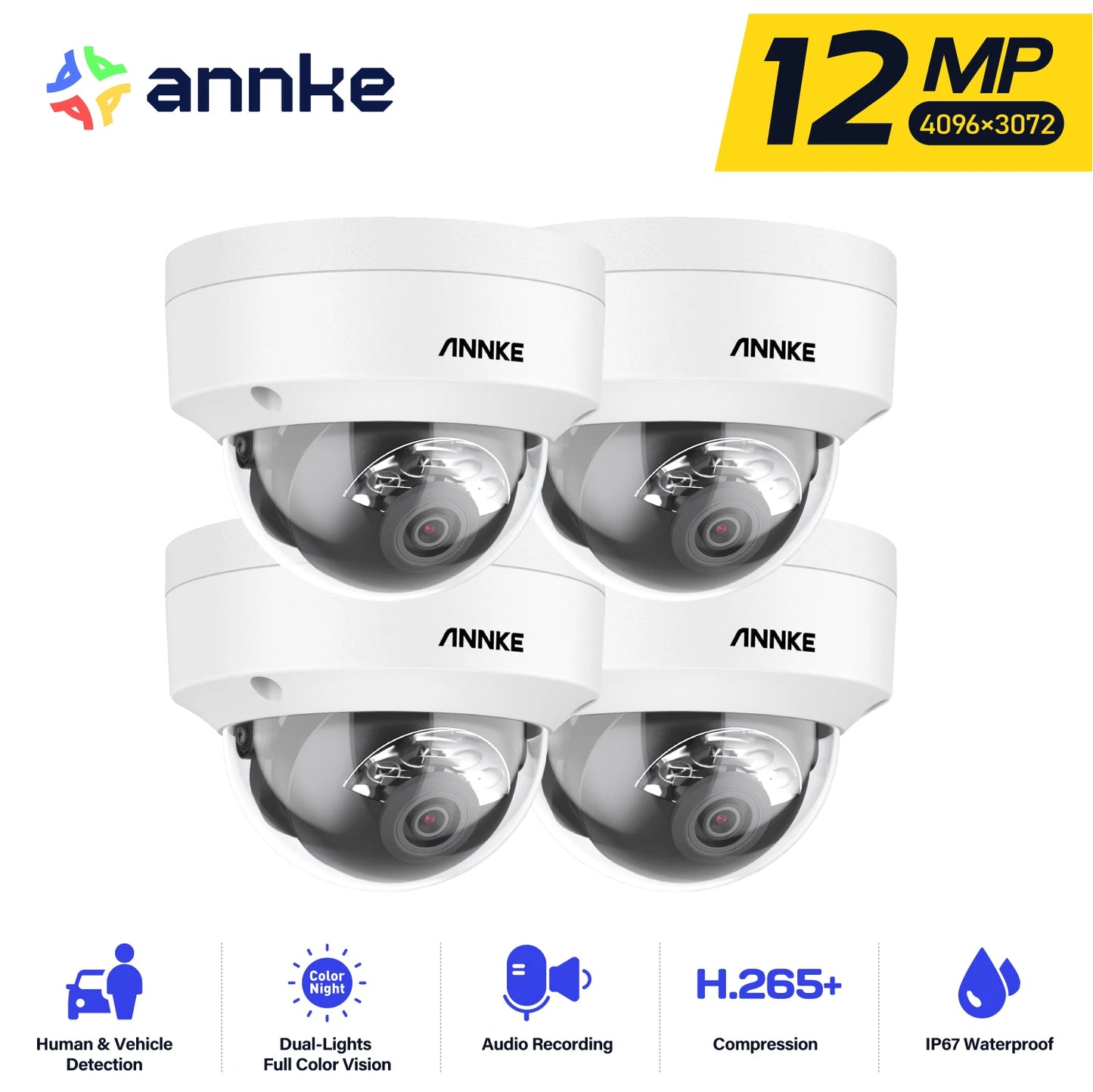 ANNKE 12MP Outdoor Smart Dual Light PoE Security Cameras
