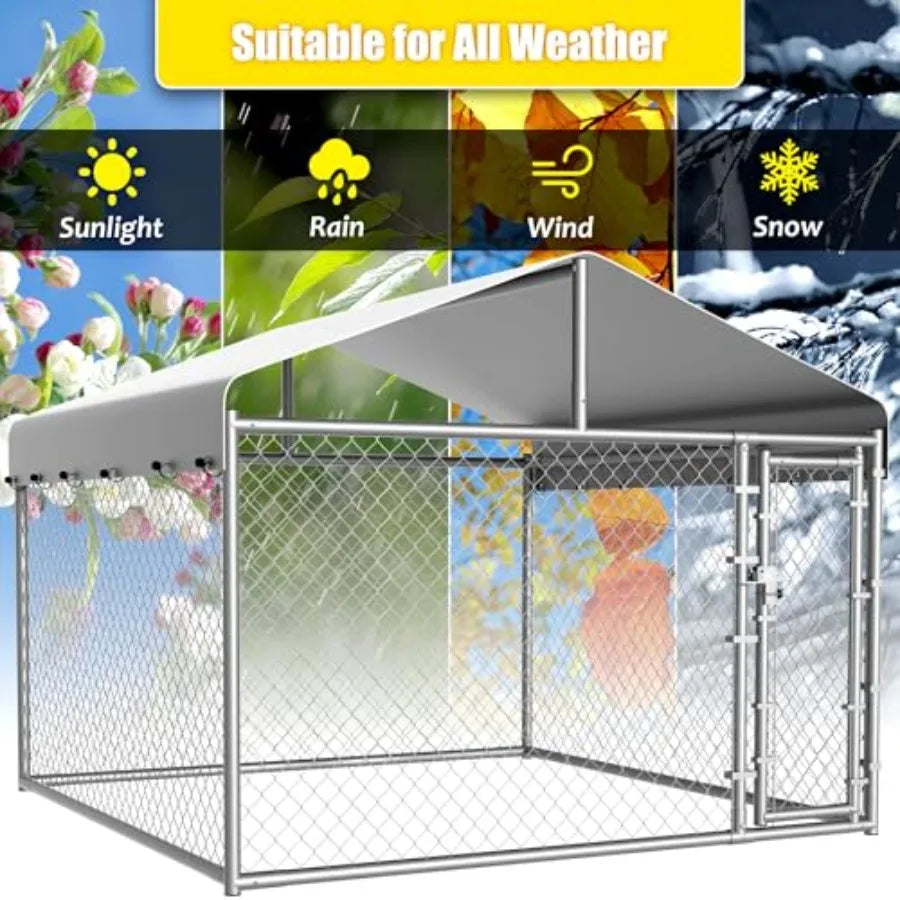 Outdoor Heavy Duty Dog Kennel With Roof And Waterproof Cover