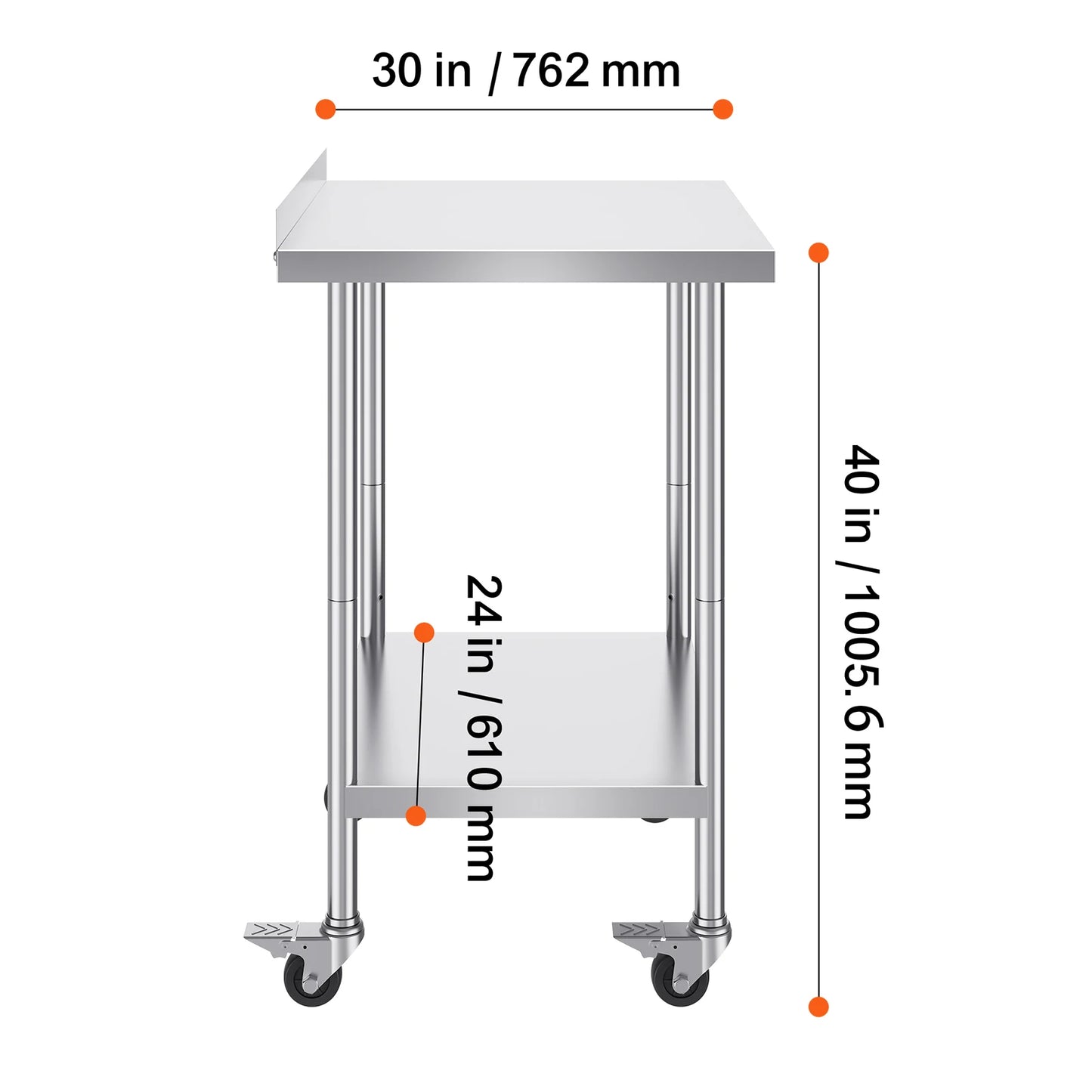 SucceBuy Stainless Steel Commercial Food Prep Table With Casters